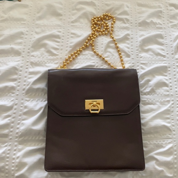 Gianfranco Ferré leather purse with gold chain. - Picture 1 of 5